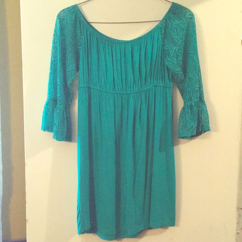 Ladies lace turquoise western dress. So cute!